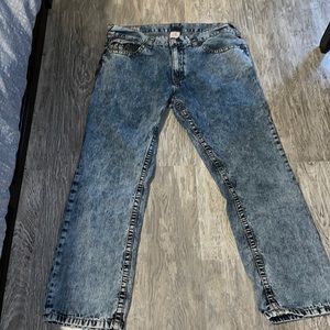 True religion Ricky Super T Mens jeans size 38 blue with tan double stitching